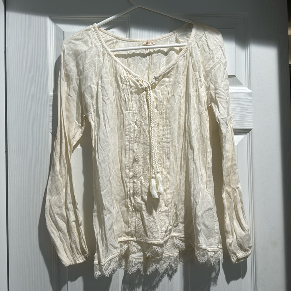 Hollister Cream Lace Blouse (S)